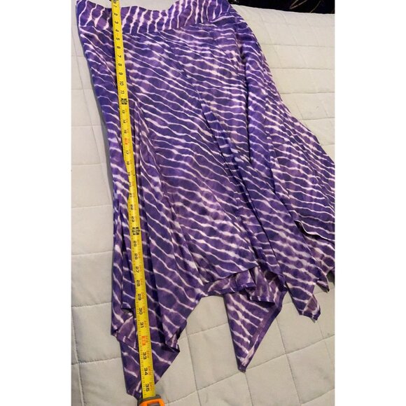 Chico's Diagonal Zebra Helena Handkerchief Purple Tie Dye Boho Skirt Sz 2 Fairy - Picture 4 of 10